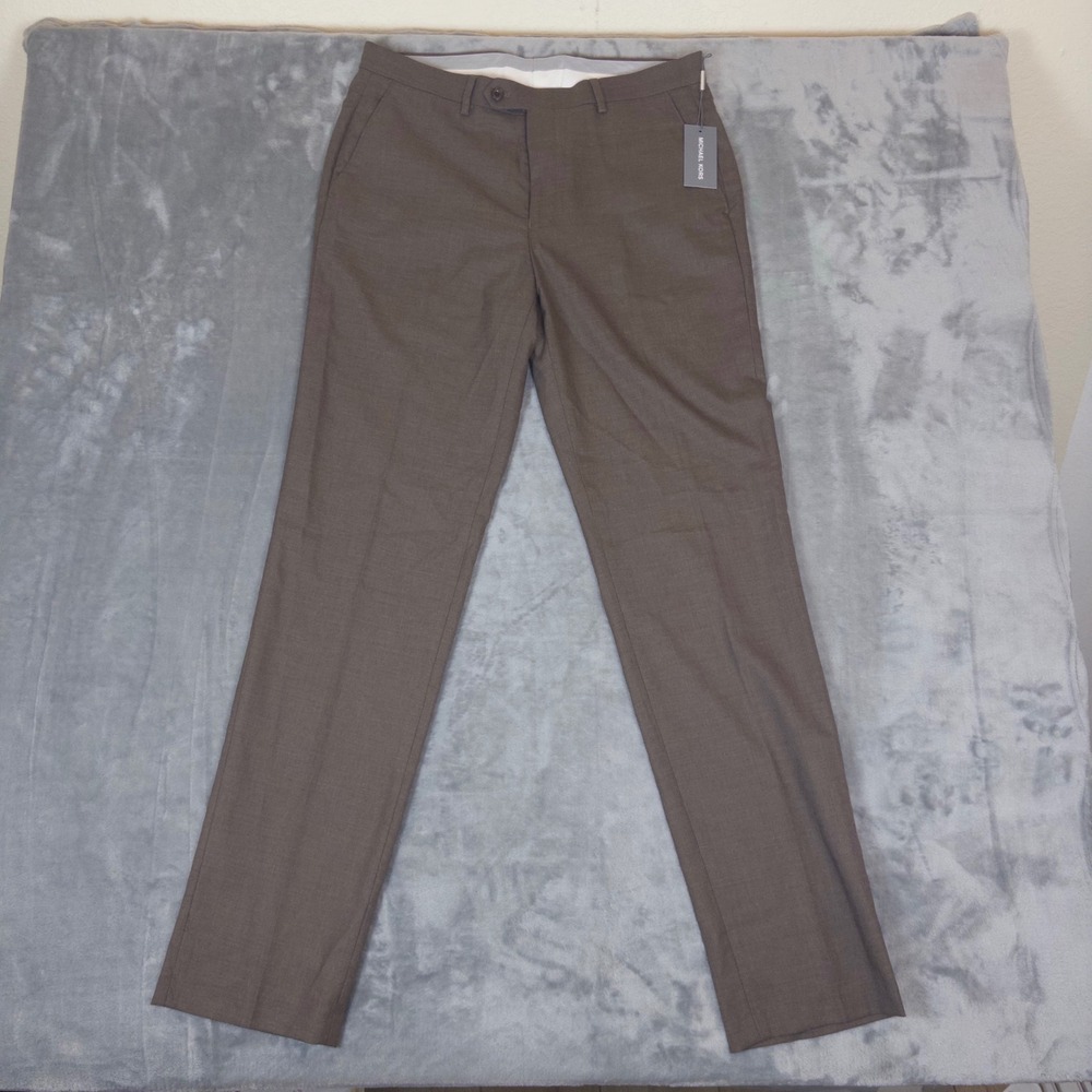 Michael Kors Matisse Dress Pants Mens 34x34 Brown Stretch Wrinkle Resistant NWT